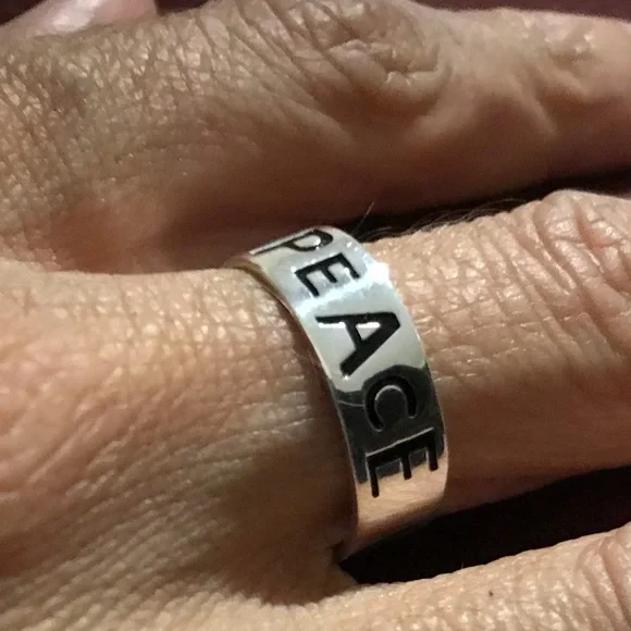 Sterling Silver Peace Band Ring Size 8 - Picture 2 of 16